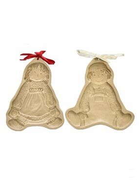 Brown Bag Cookie Art Raggedy Ann Andy Stoneware Cookie Molds 1985 1986